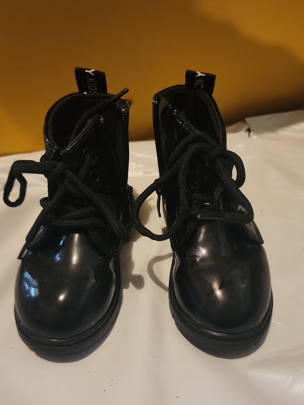 Kids Black Lace-Up Ankle Boots Size 23